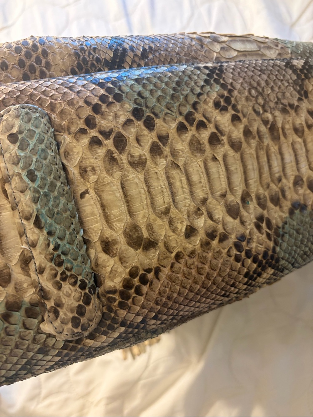 Python-Pattern Drawstring Tote Bag in Tan - Picture 10 of 13